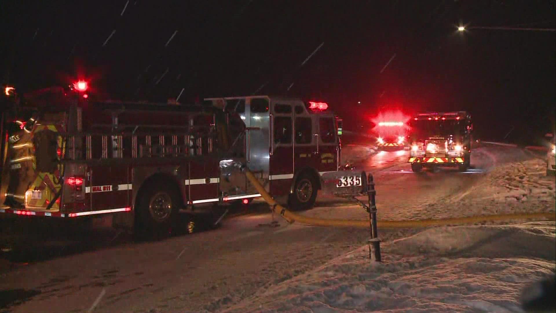 Multiple fire departments responded to the blaze overnight.