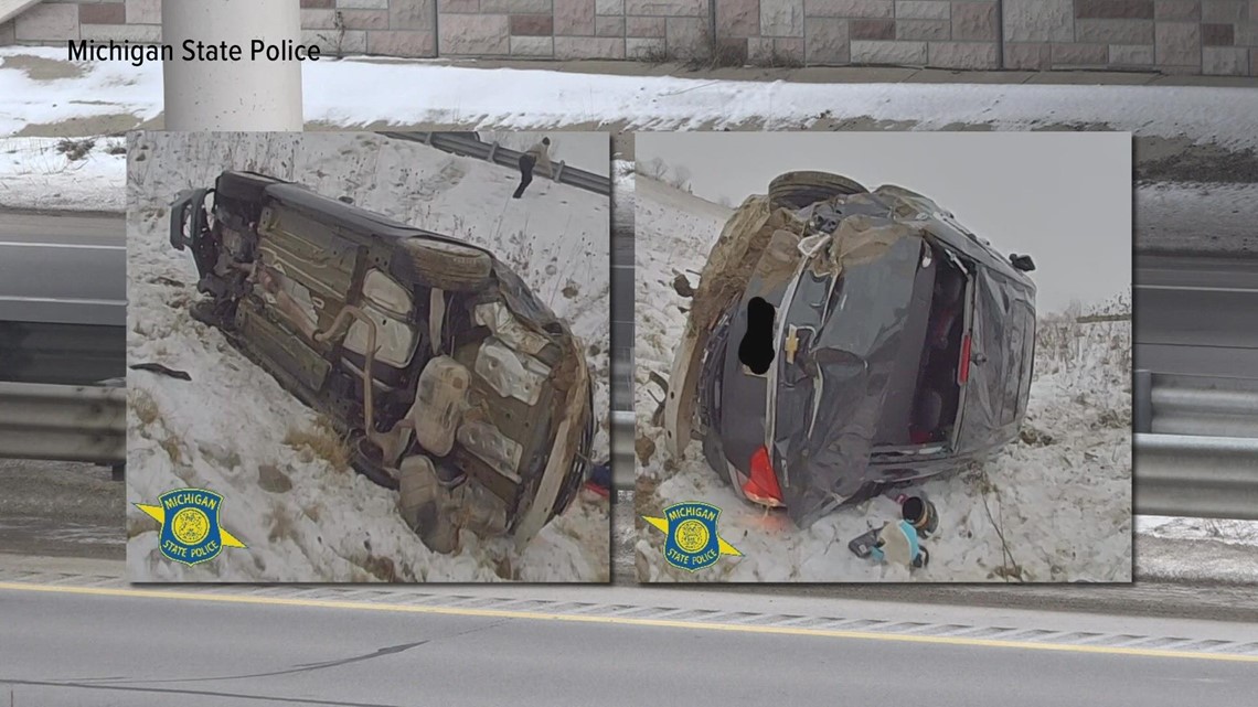 Car goes airborne over US131 exit, police investigating