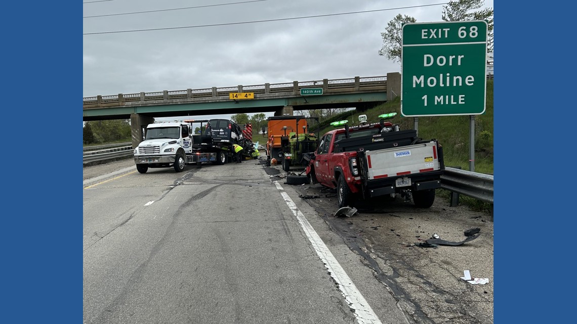 Road workers involved in distracted driving crash on US 131 in Allegan County