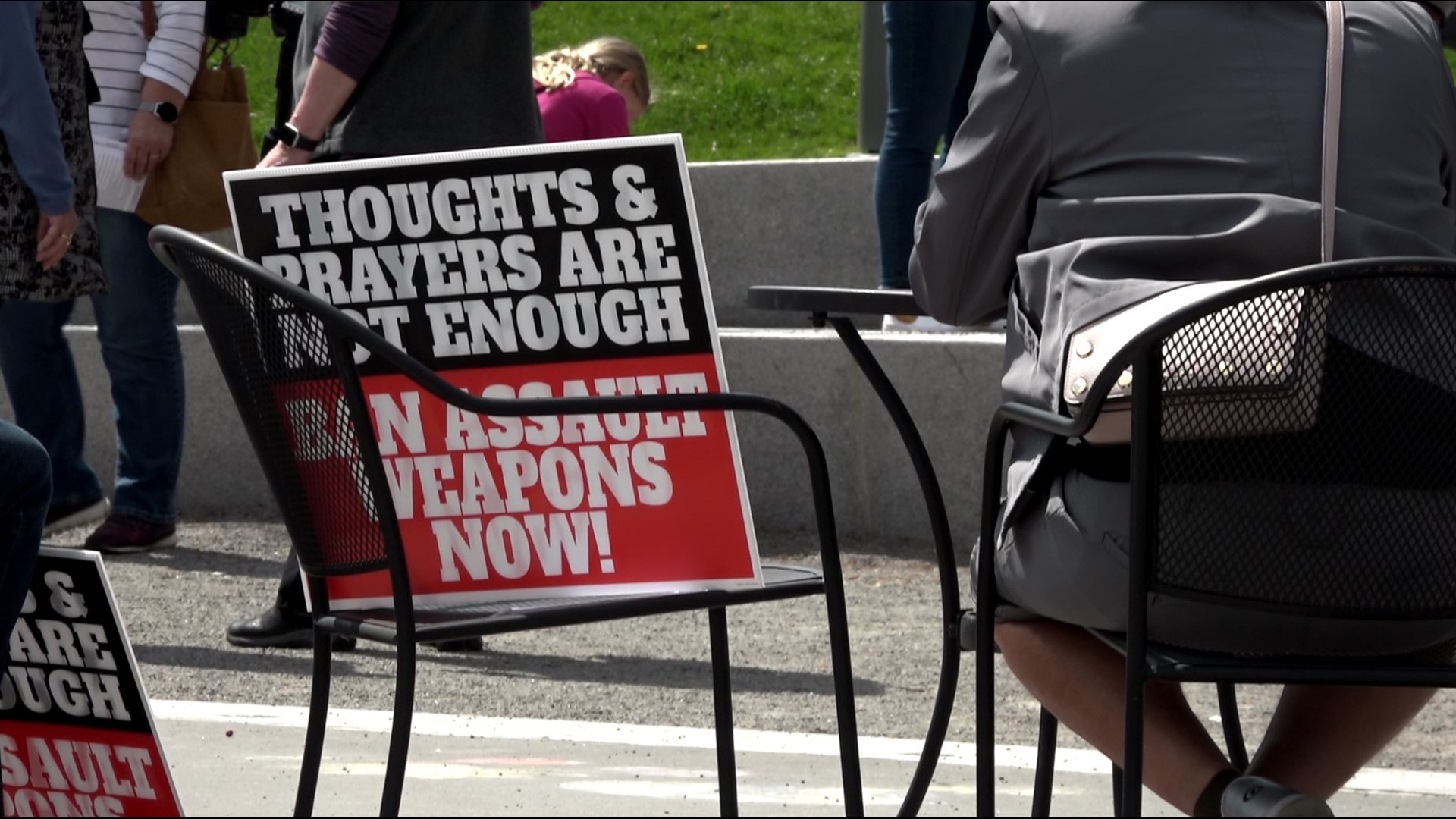 Mourners and activists gathered on April 29 at Grand Rapids' Rosa Parks Circle to remember the names and the memories of those lost to gun violence in America.