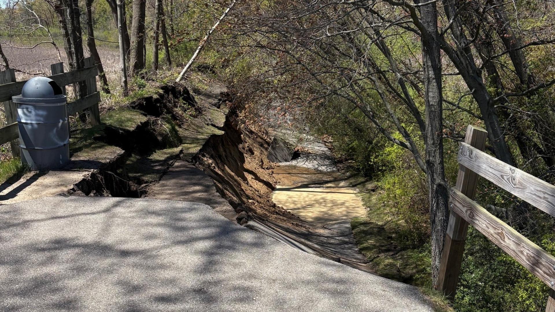 Portion of North Bank Trail closed for repairs after land bridge
