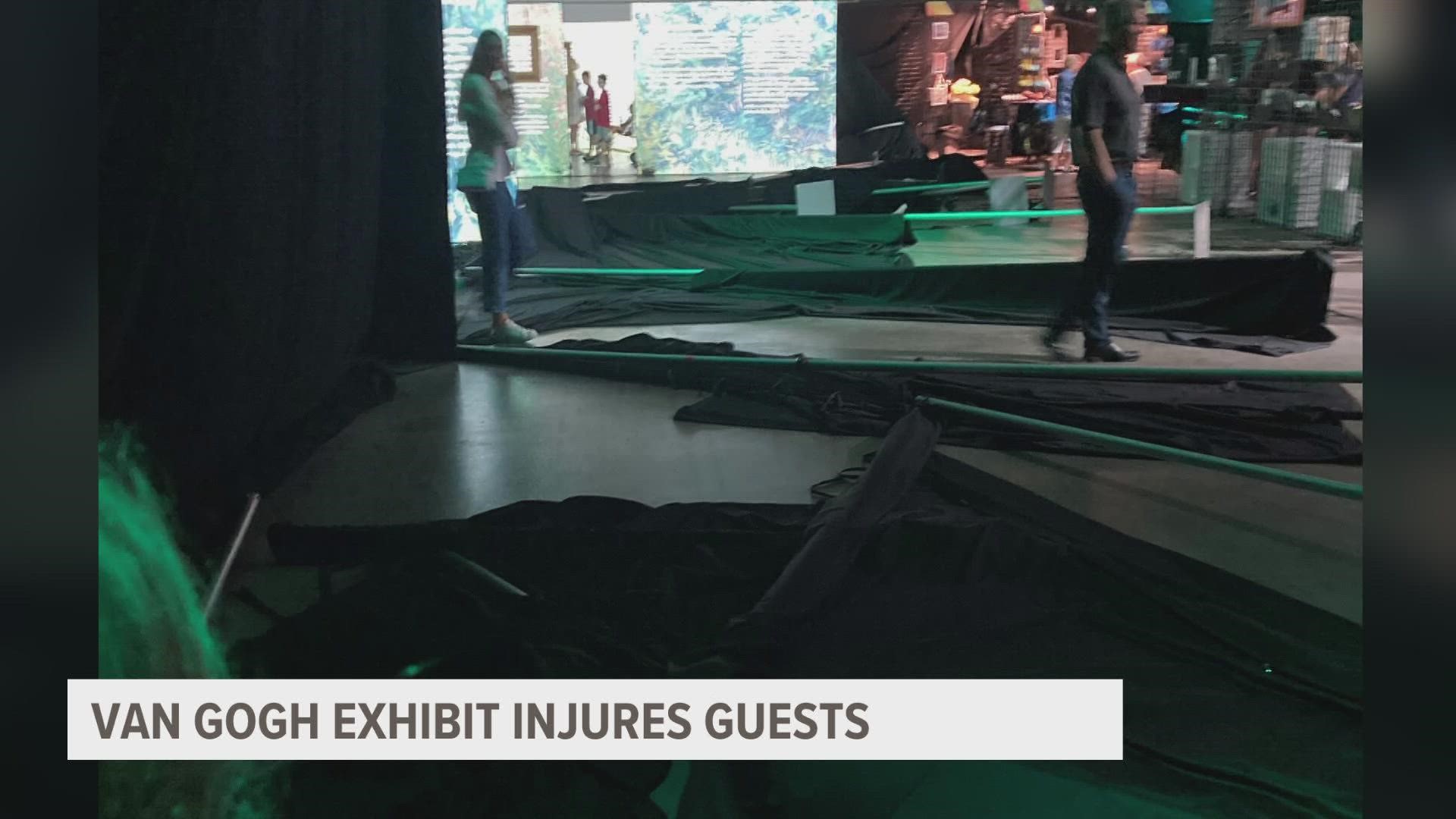 After multiple were injured when exhibit pieces fell, a visitor says event officials never even told them what happened and what they were doing to make it safer.