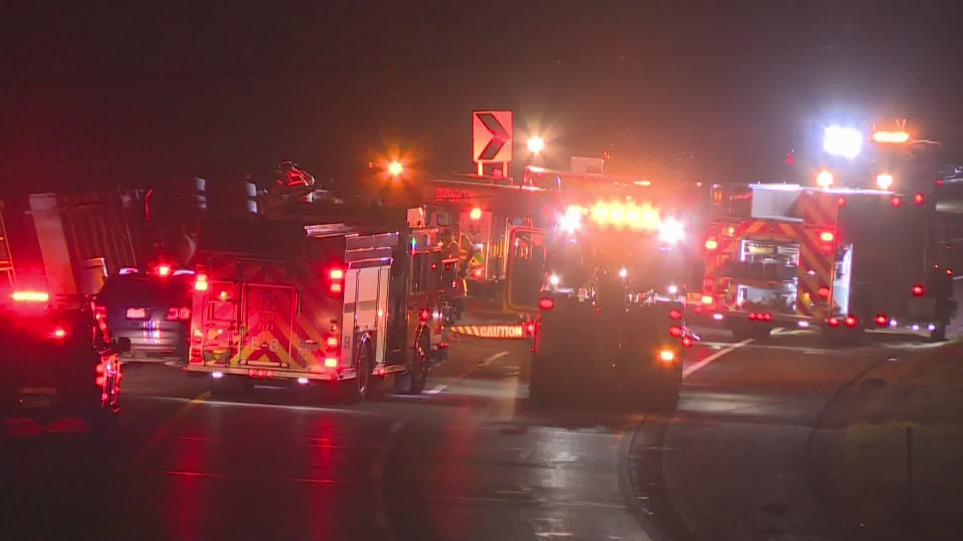 Traffic diverted after semi rollover crash on I-96 near Ada