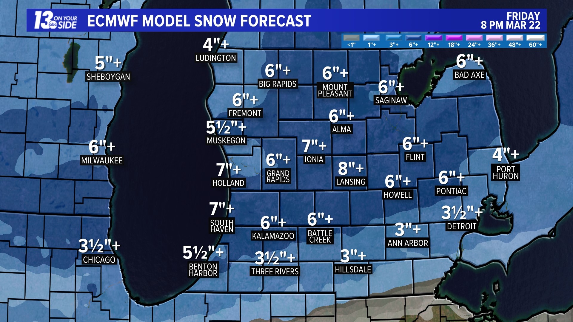 Euro Model Snow Forecast for Friday, March 22, 2024