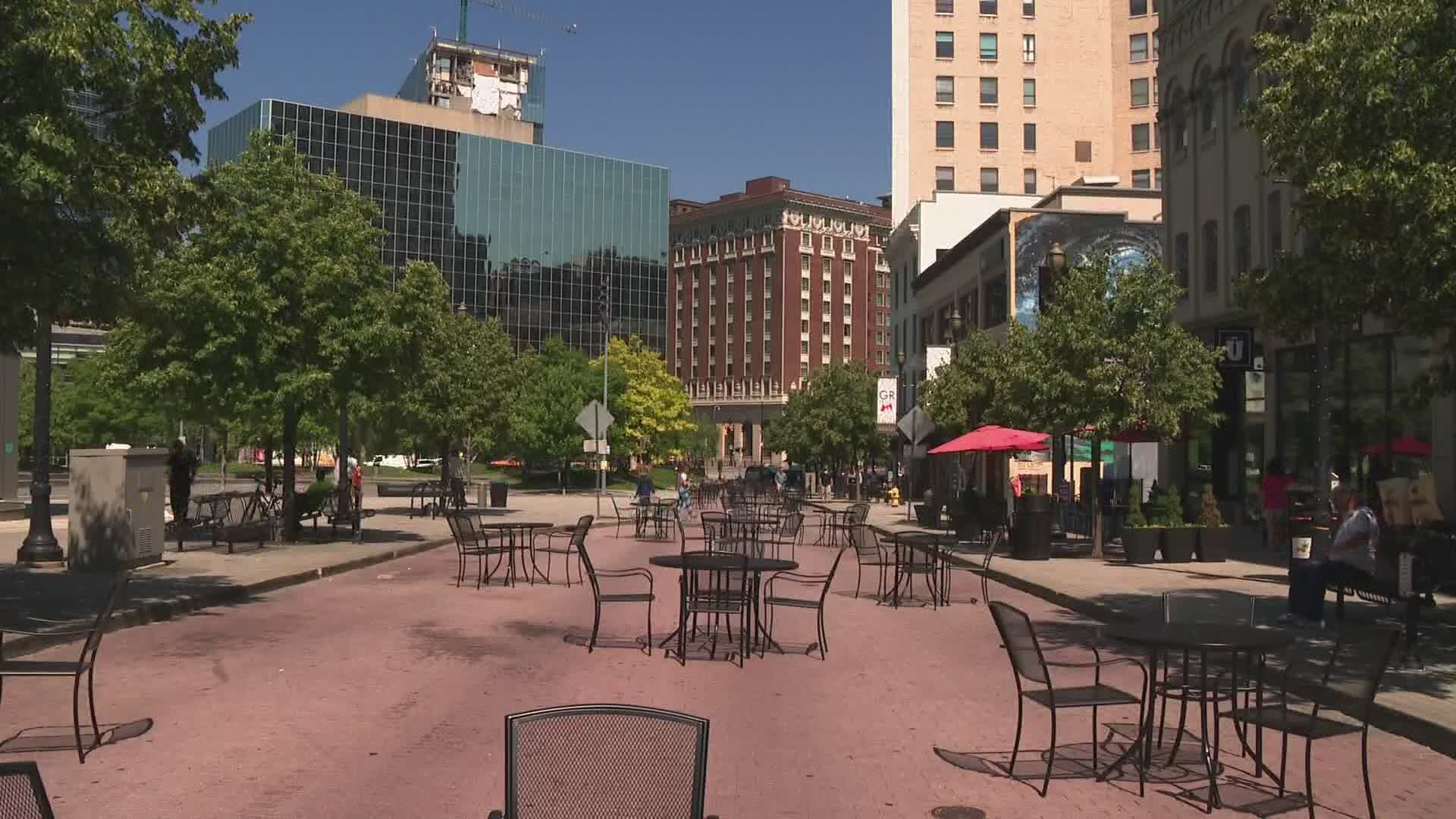 Outside social zones were put in place in Grand Rapids earlier this year as a result of the COVID-19 pandemic.