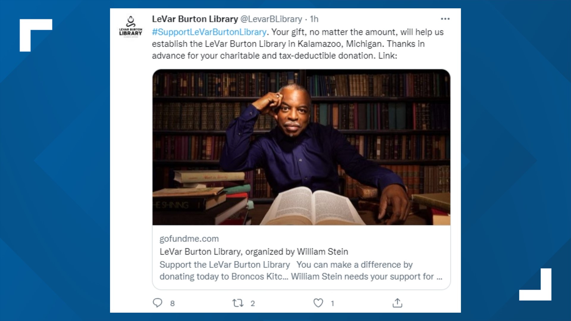 “This is not me nor is this effort affiliated with me in any way,” Burton said in a Tweet responding to the fundraiser page for a proposed Kalamazoo library.