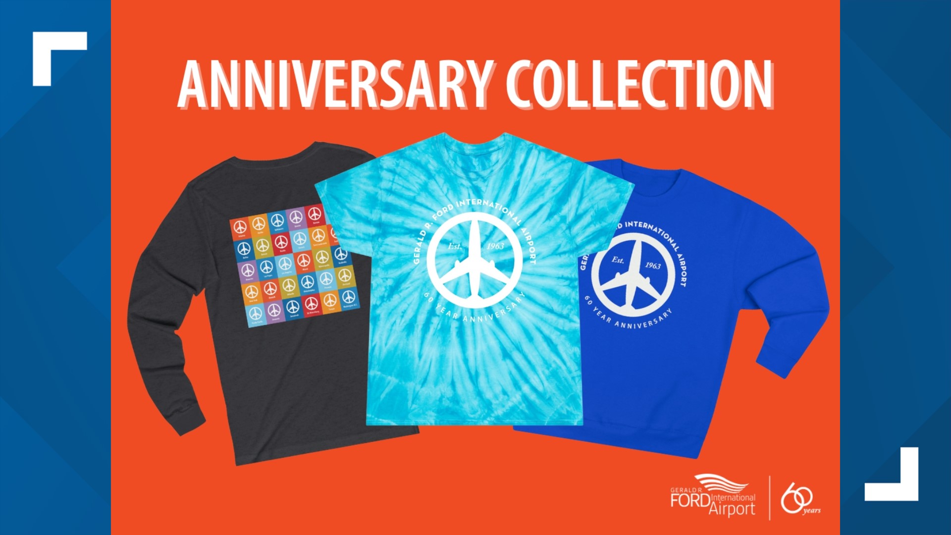 The Gerald R. Ford Airport kicked off its 60th anniversary celebration with limited edition clothes, stickers, posters and more.