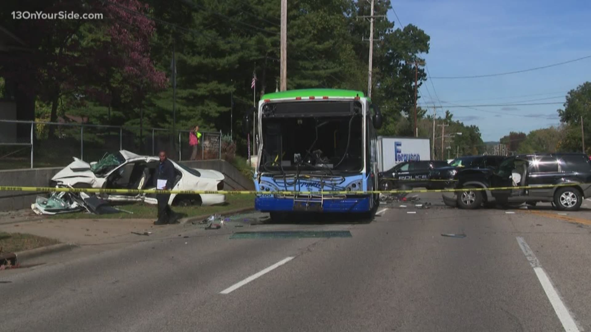 A Rapid bus and two other vehicles were involved in a crash Friday morning.