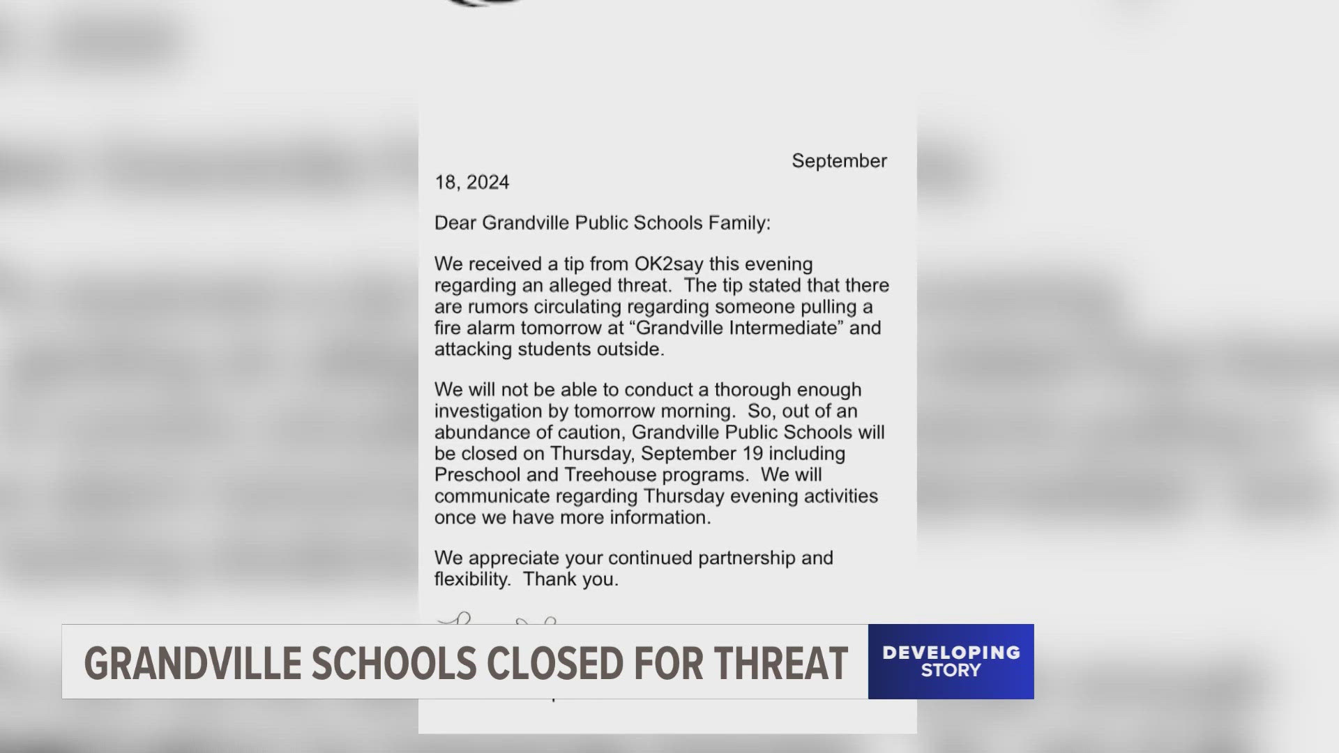 The district said the tip was that rumors were circulating through the school that someone would be pulling the fire alarm on Thursday and then attacking students.