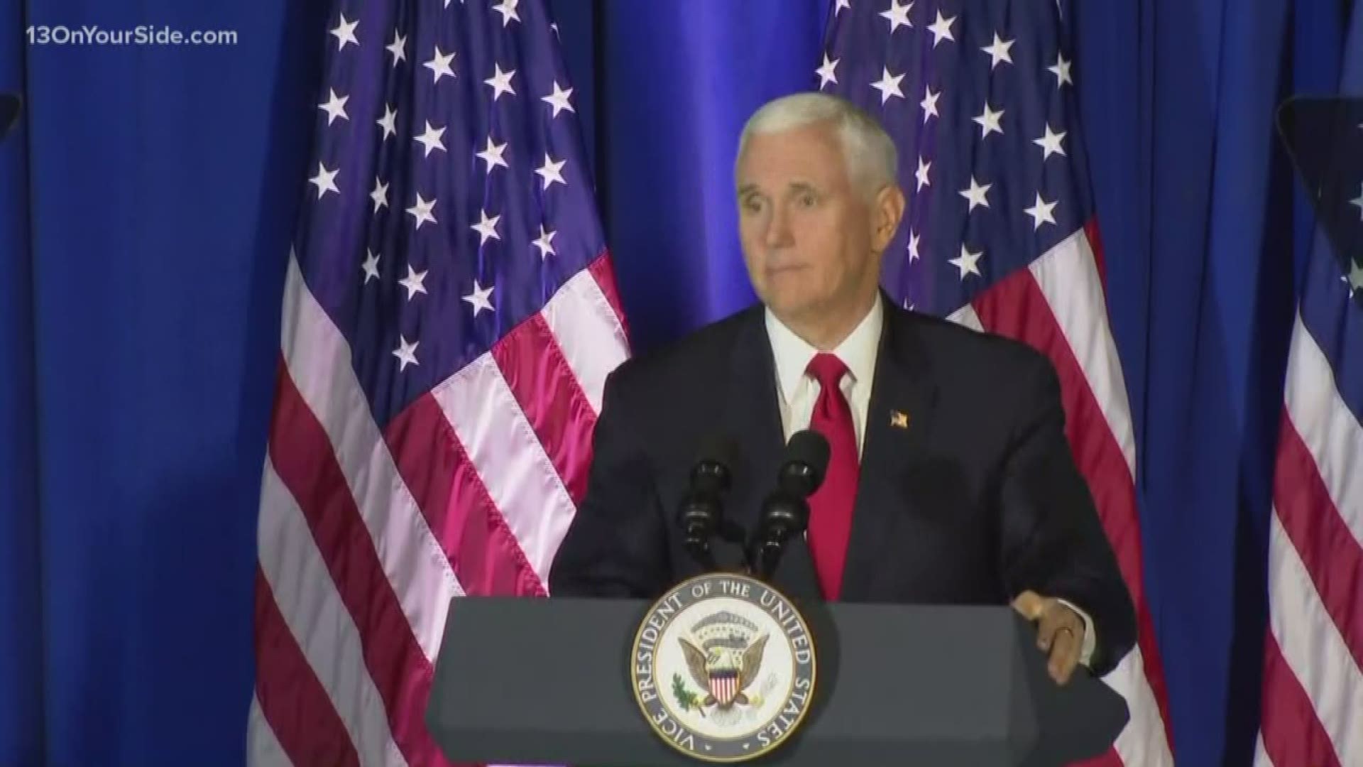 Vice President Mike Pence talked about the Trump administration's successes at the Keep America Great event in Holland.