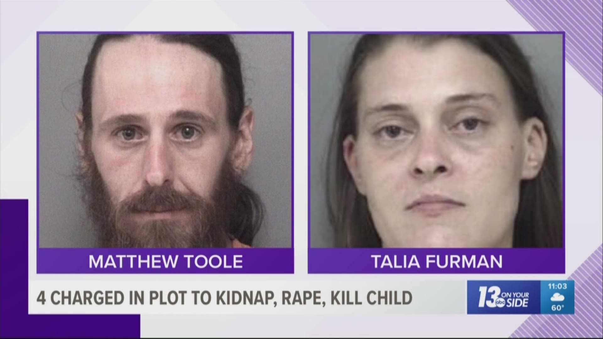 Four people arrested in plot to kidnap, rape, murder child