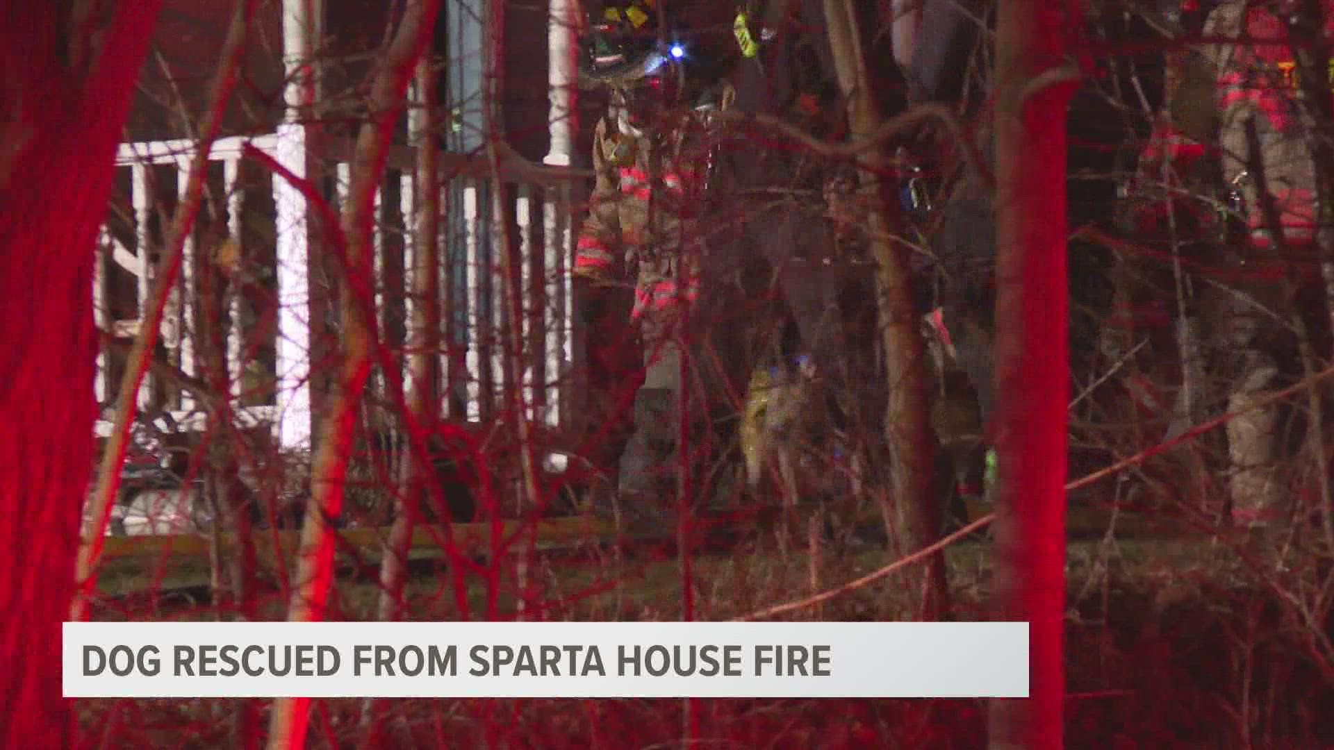 No one was inside at the time of the fire, but authorities said one dog had to be rescued from the home.