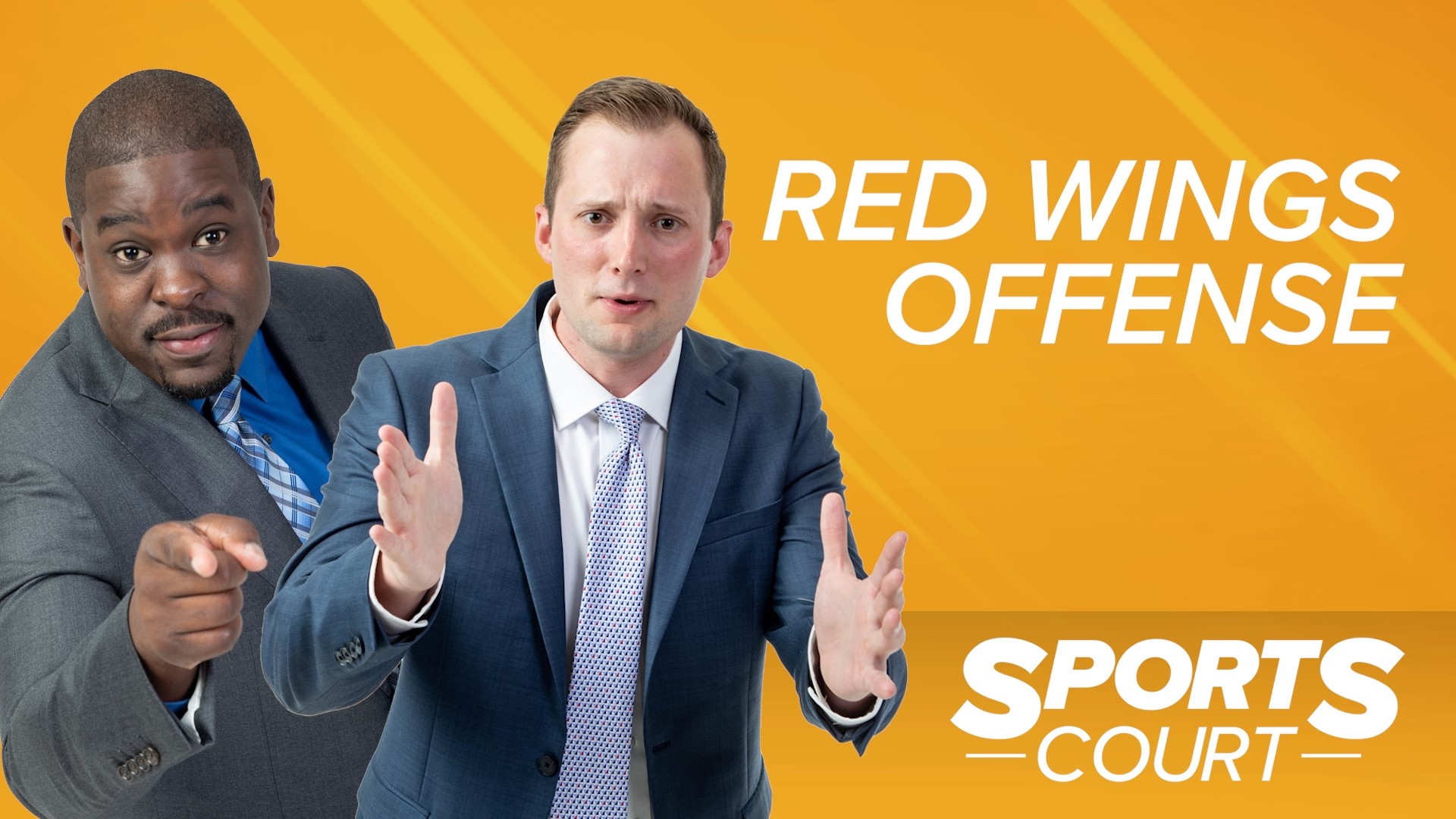 Mark and Jamal argue the case of whether or not the Red Wings can keep their offensive momentum going in Sports Court.