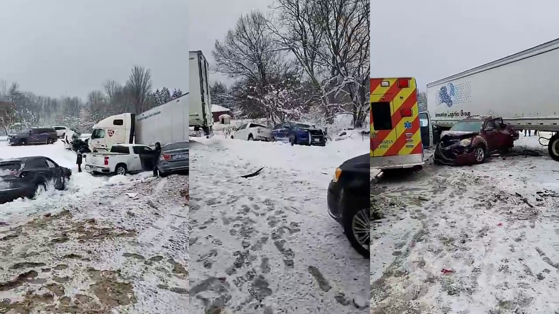 In Kalamazoo County, first responders are tending to a 20-car pileup on US 131 southbound from D Avenue.