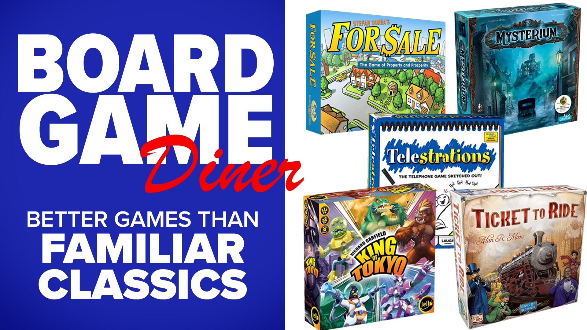 Discover the world of amazing board games out there now! Take a seat at the counter of the Board Game Diner and find some welcoming games for your next game night!