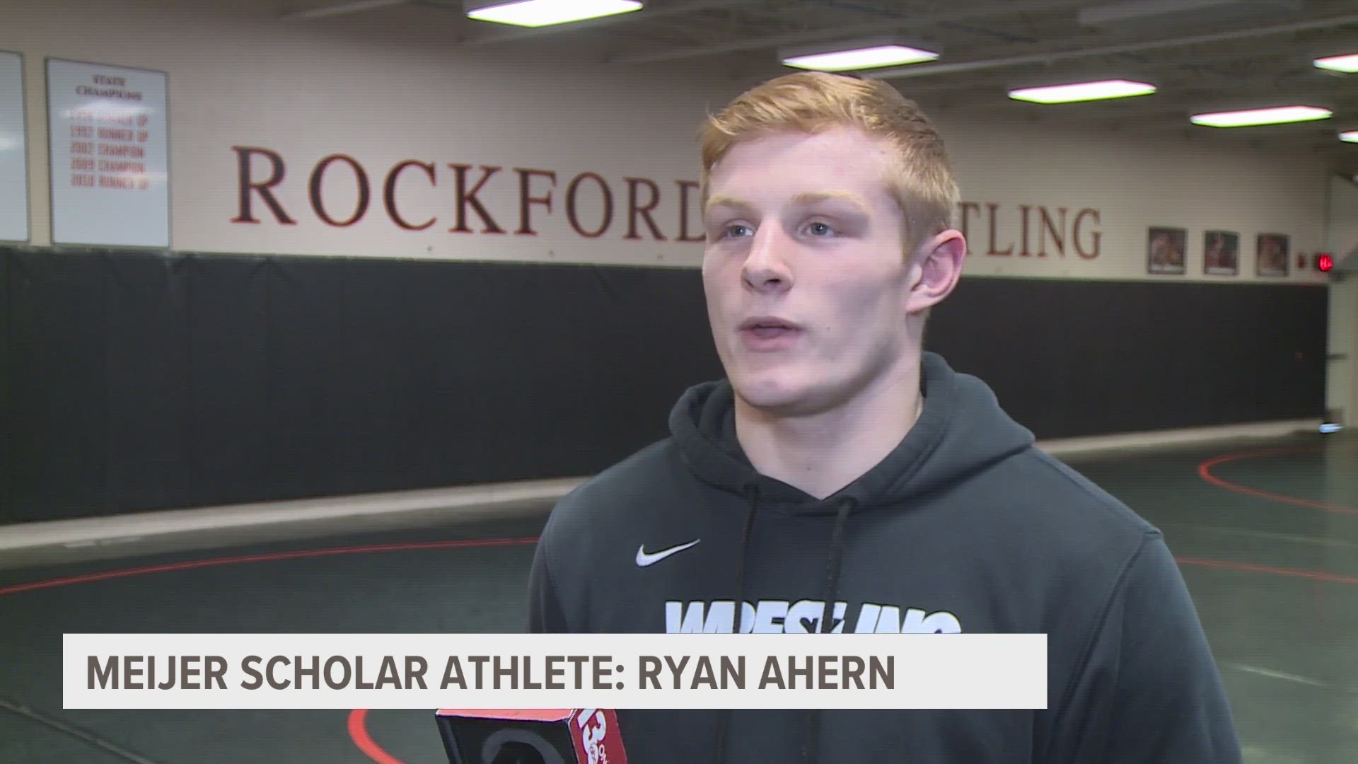 Ahern is a star on the Rams football team, and also wrestled in the state individual finals earlier this year.