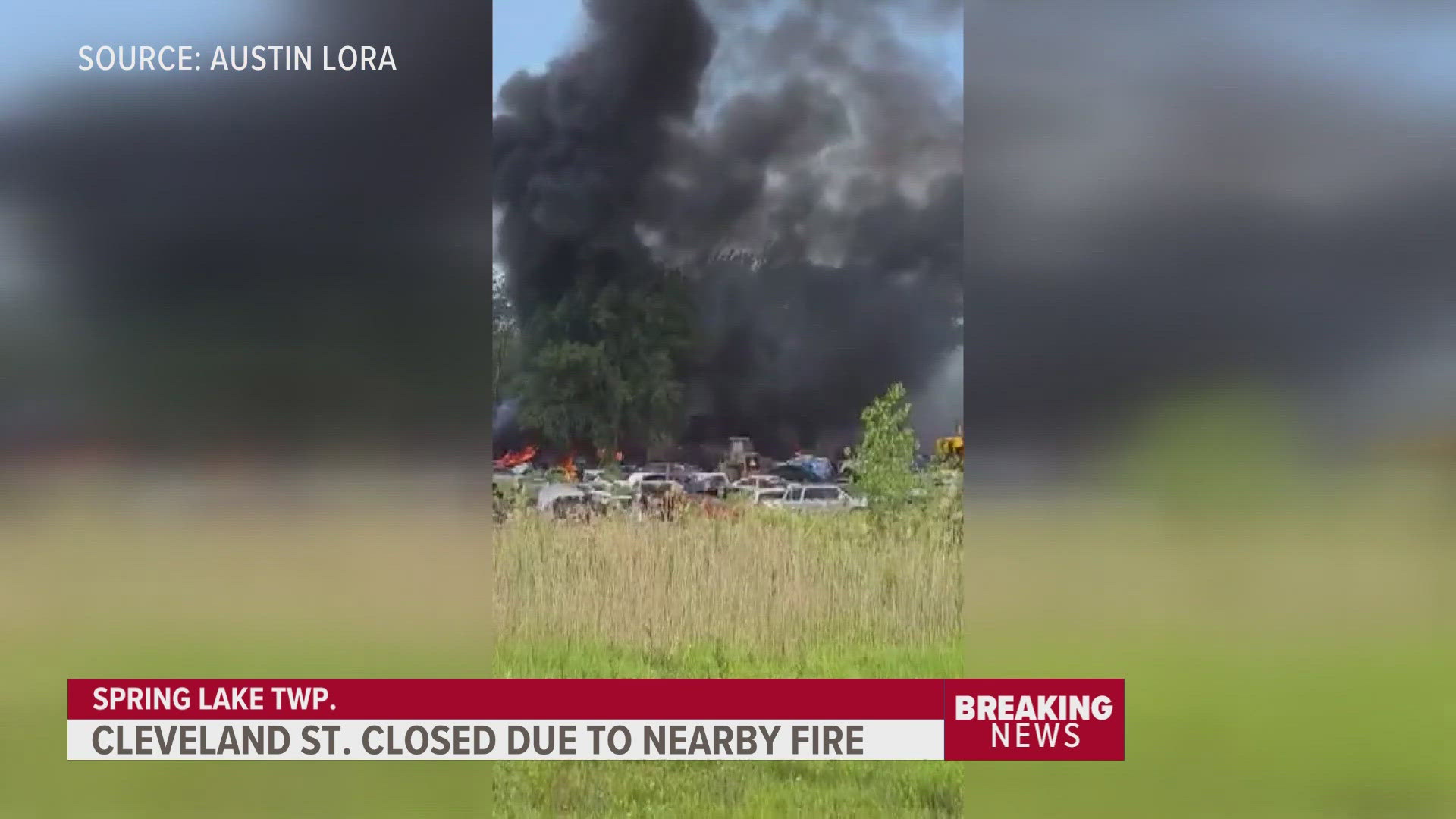 A junk yard behind Joe's Auto Parts in Spring Lake caught fire. Authorities say the cause is still under investigation.