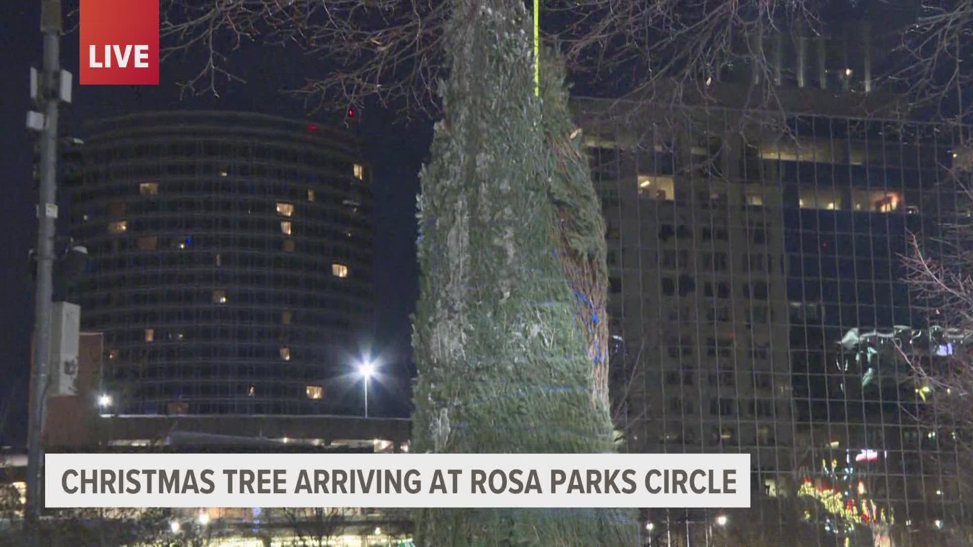 In another sign of the coming holiday season, the City of Grand Rapids is installing its annual Christmas tree this morning at Rosa Parks circle.