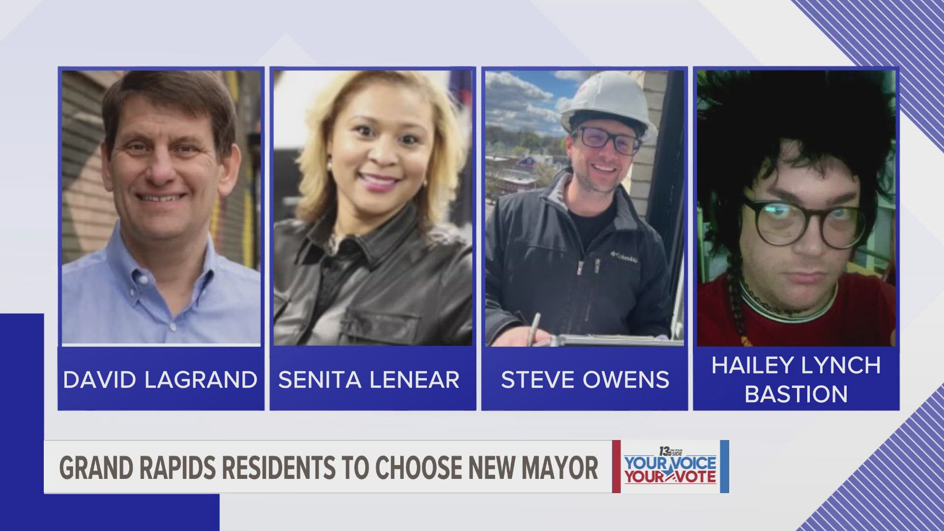 Four candidates are running to become Grand Rapids' next mayor. The top two vote getters in the August primary will faceoff in November in the general election.