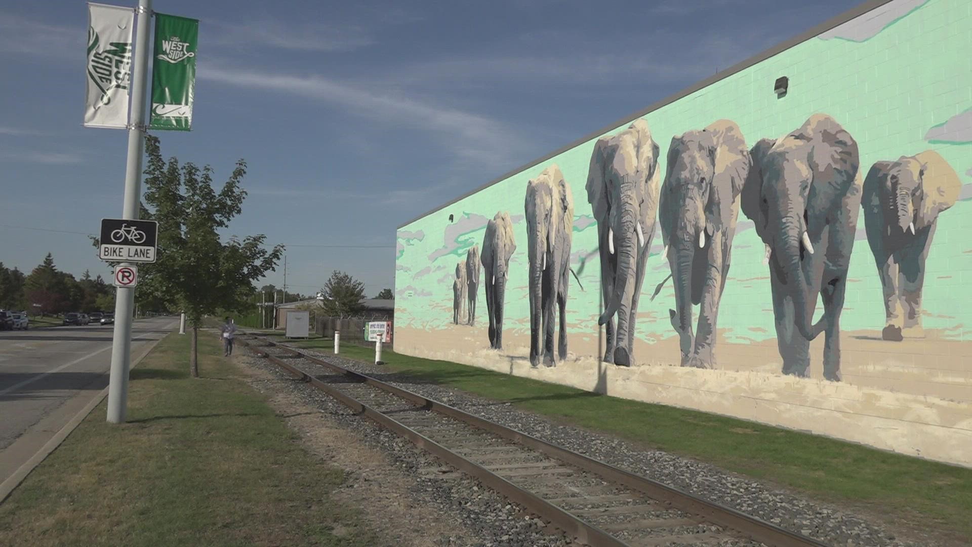 Among the most noticeable pieces is a mural featuring elephants along Seward Avenue NW called "Charging Forward."
