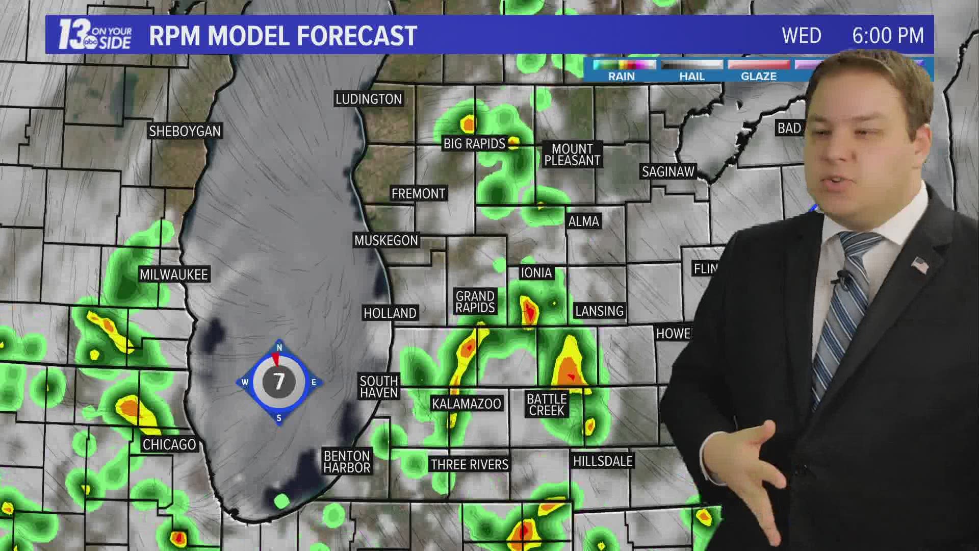 Storm chances are again around West Michigan Wednesday. Meteorologist Michael Behrens has the latest forecast.