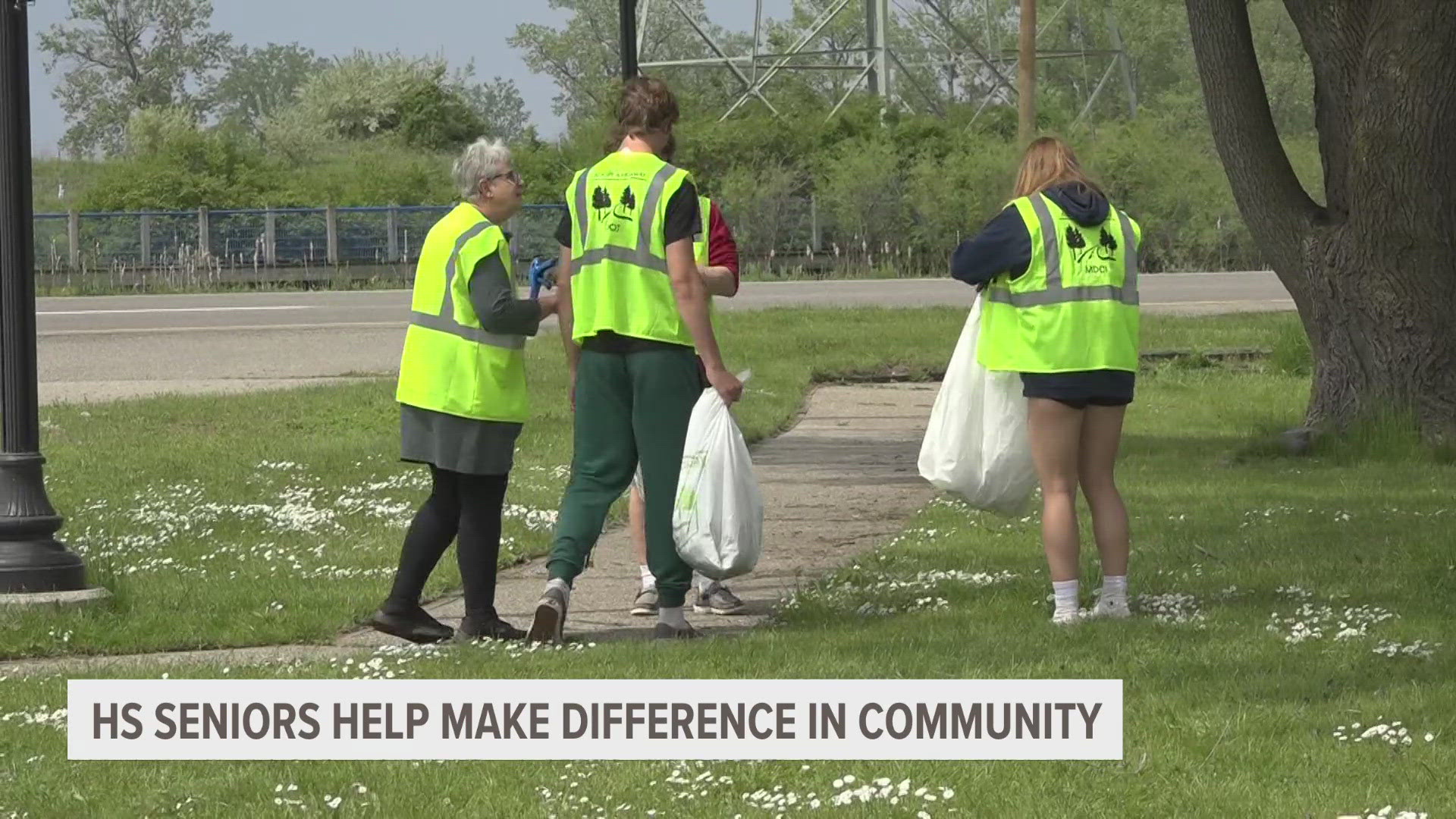 The soon-to-be high school graduates have been picking up trash at Veterans Memorial Park.