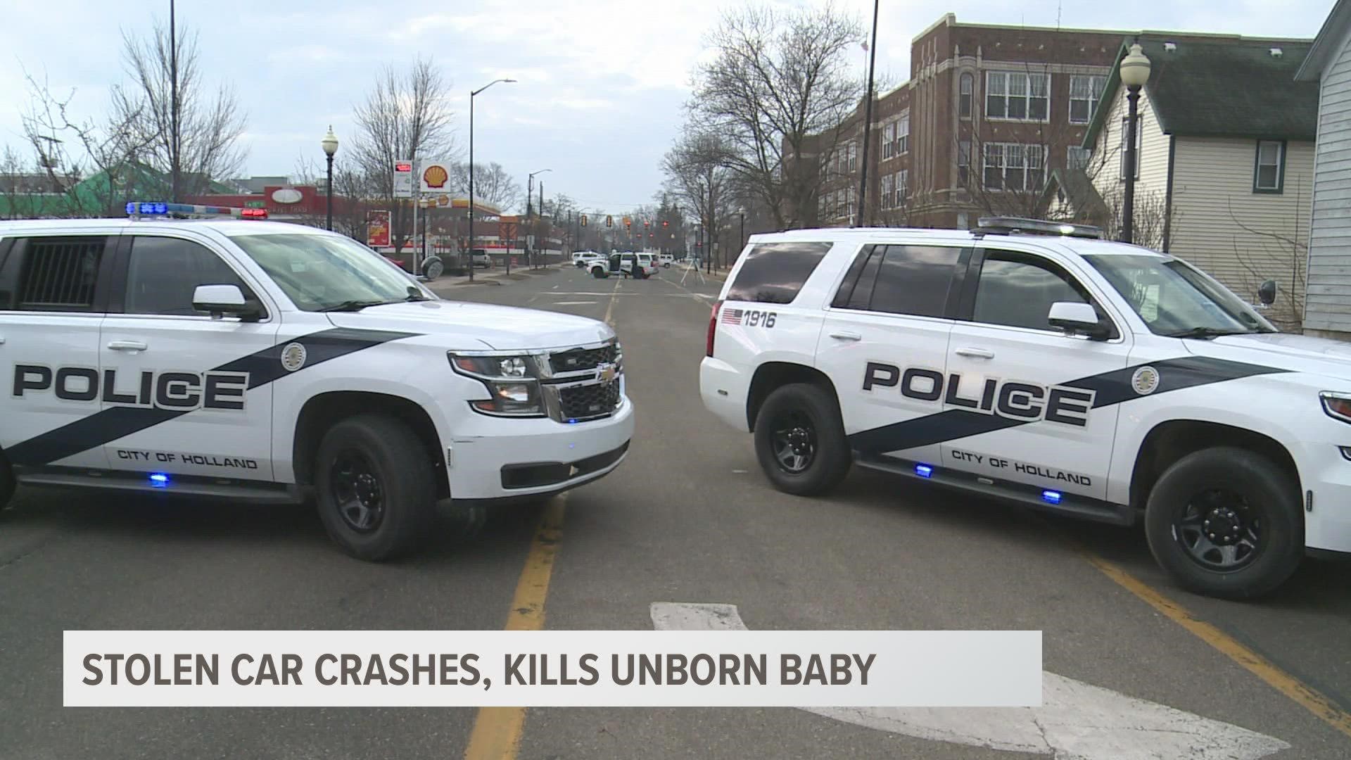 Around 8:15 a.m. Wednesday morning a 21-year-old man fled from an officer in a stolen vehicle, causing a crash that killed an unborn child and injured two people.