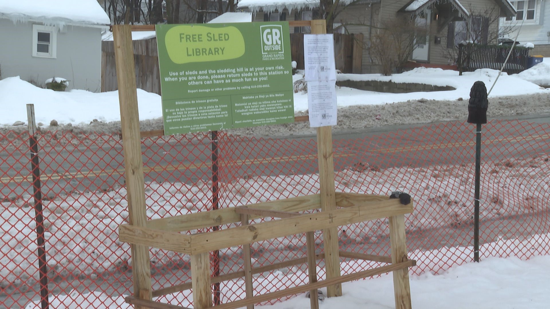 GR Outside's Sled Libraries have been a new way of providing a way for kids to be able to enjoy sledding, without having to worry if they can afford a sled.