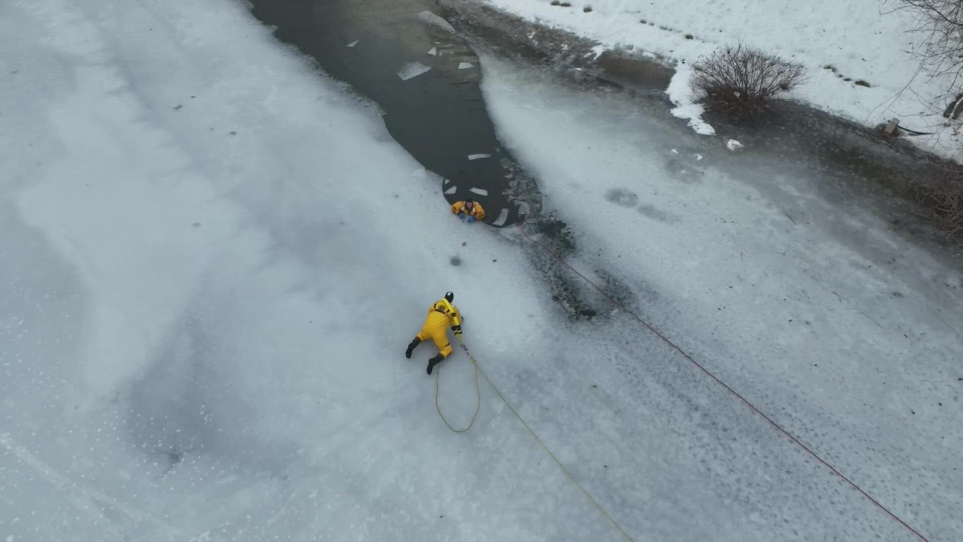 Plainfield Fire Department takes time each winter to get out on the ice and practice.