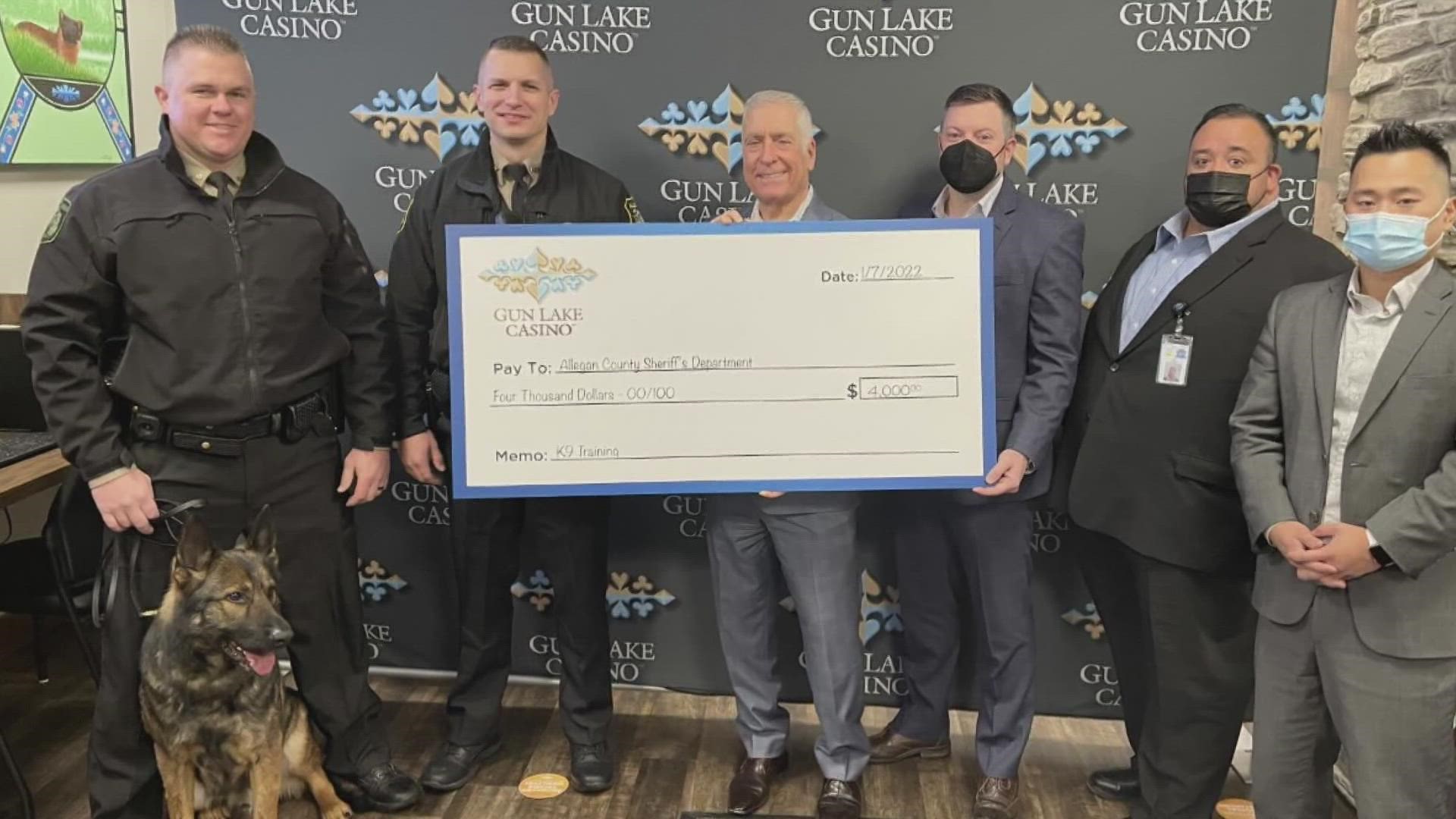 Gun Lake Casino is donating $4,000 to cover the cost of K-9 training.