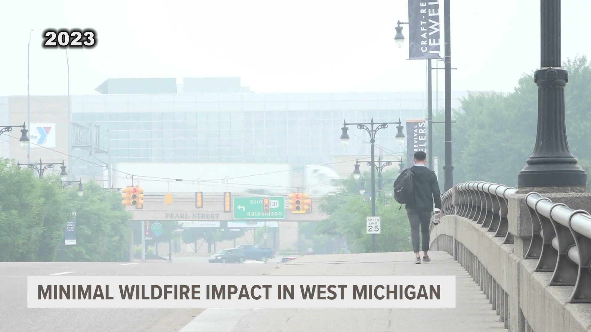 Concentration of smoke is mostly lofted well into West Michigan's sky, limiting air quality impacts at ground-level. However, haziness will remain into Wednesday.