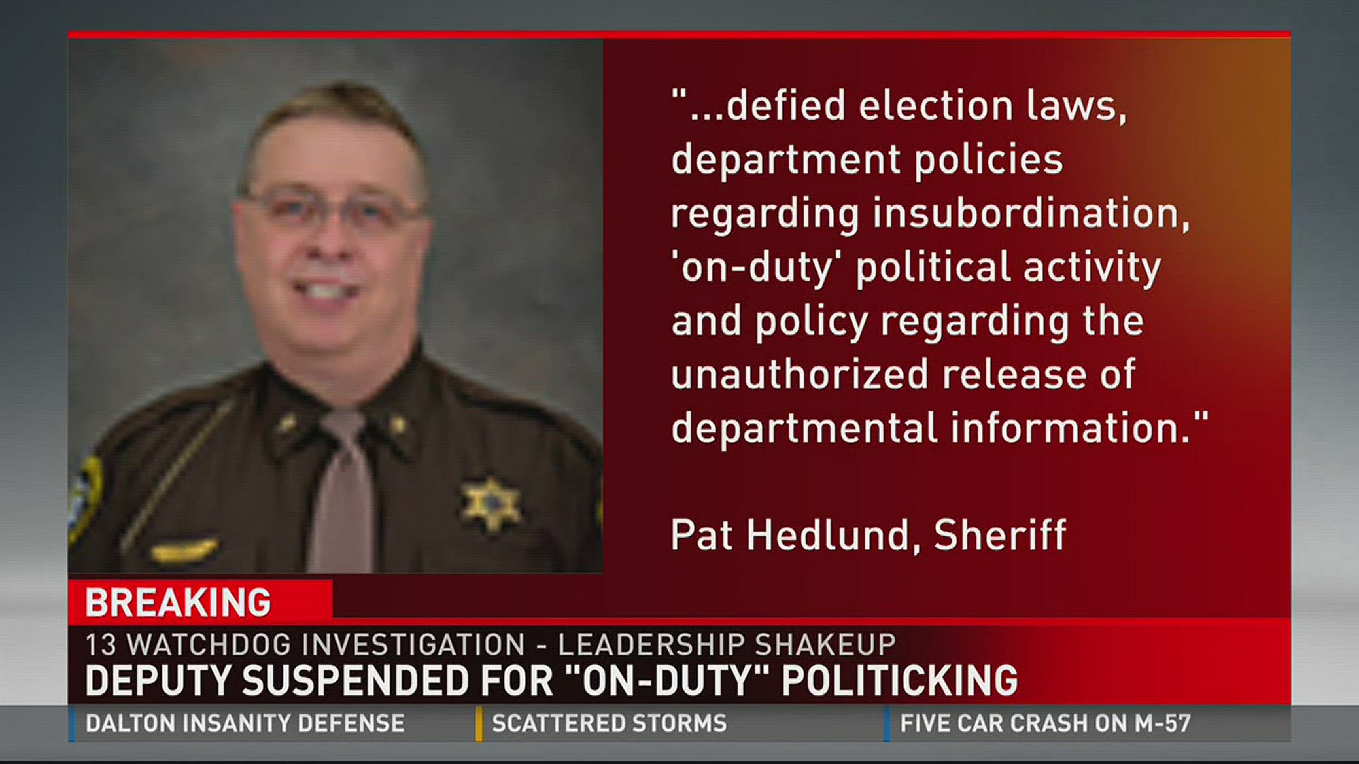 We've learned Newaygo County's undersheriff is resigning and at the same time, another deputy is suspended and under investigation.