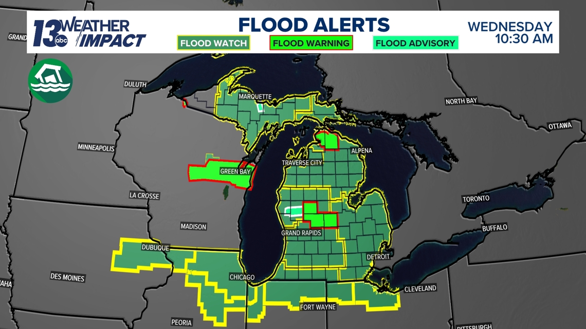 NWS Warns of Potential Flooding in West Michigan After Heavy Rainfall