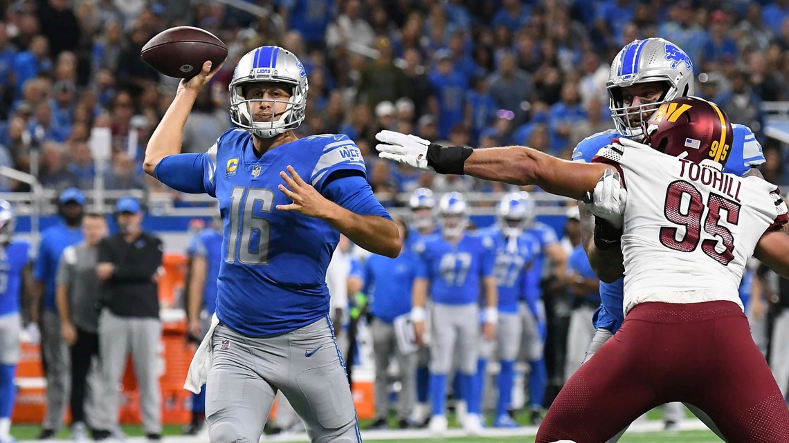 Goff tosses 4 TDs, Lions hold off Washington rally for 1st win of