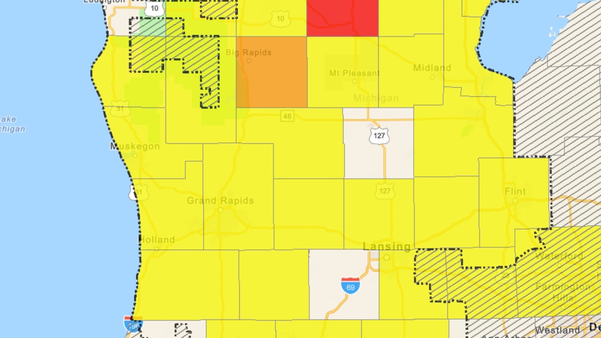 There are currently 323 outages across the state impacting nearly 19,000 customers. Power is expected to be restored on Thursday.