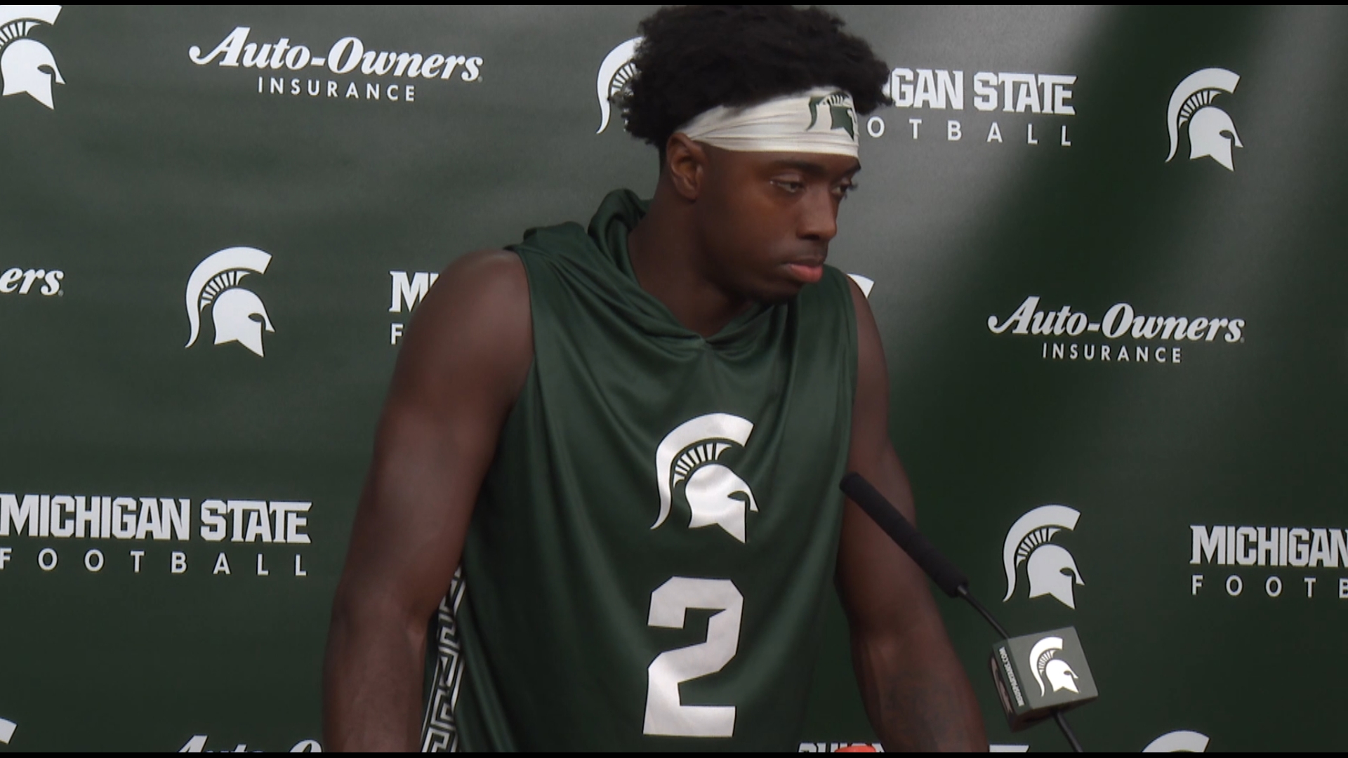 Michigan State QB Aidan Chiles speaks to media following MSU's 16-10 win over Florida Atlantic.