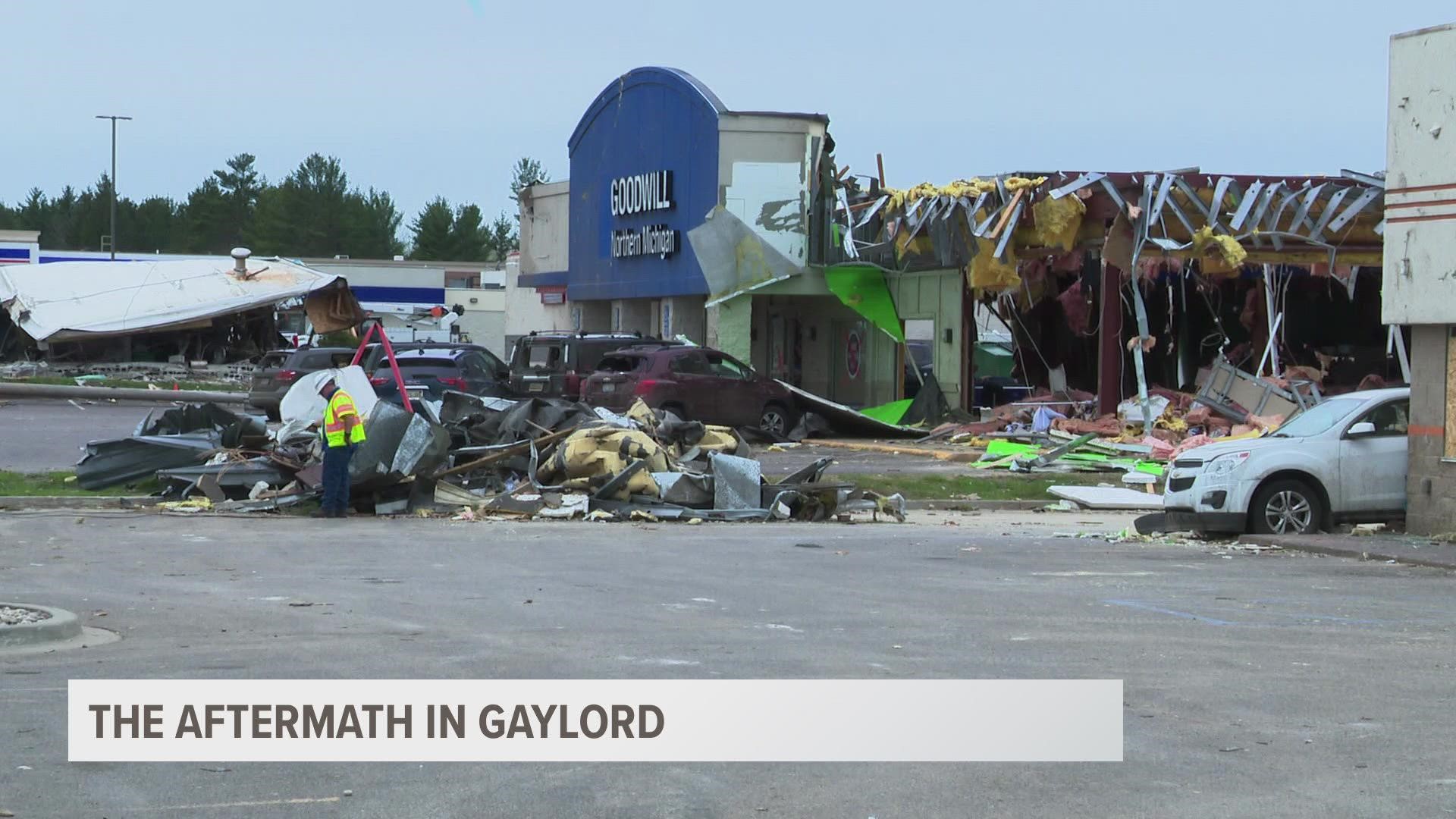 The morning after a twister tore through Gaylord, Michigan, the community is cleaning up while taking stock of the damage.