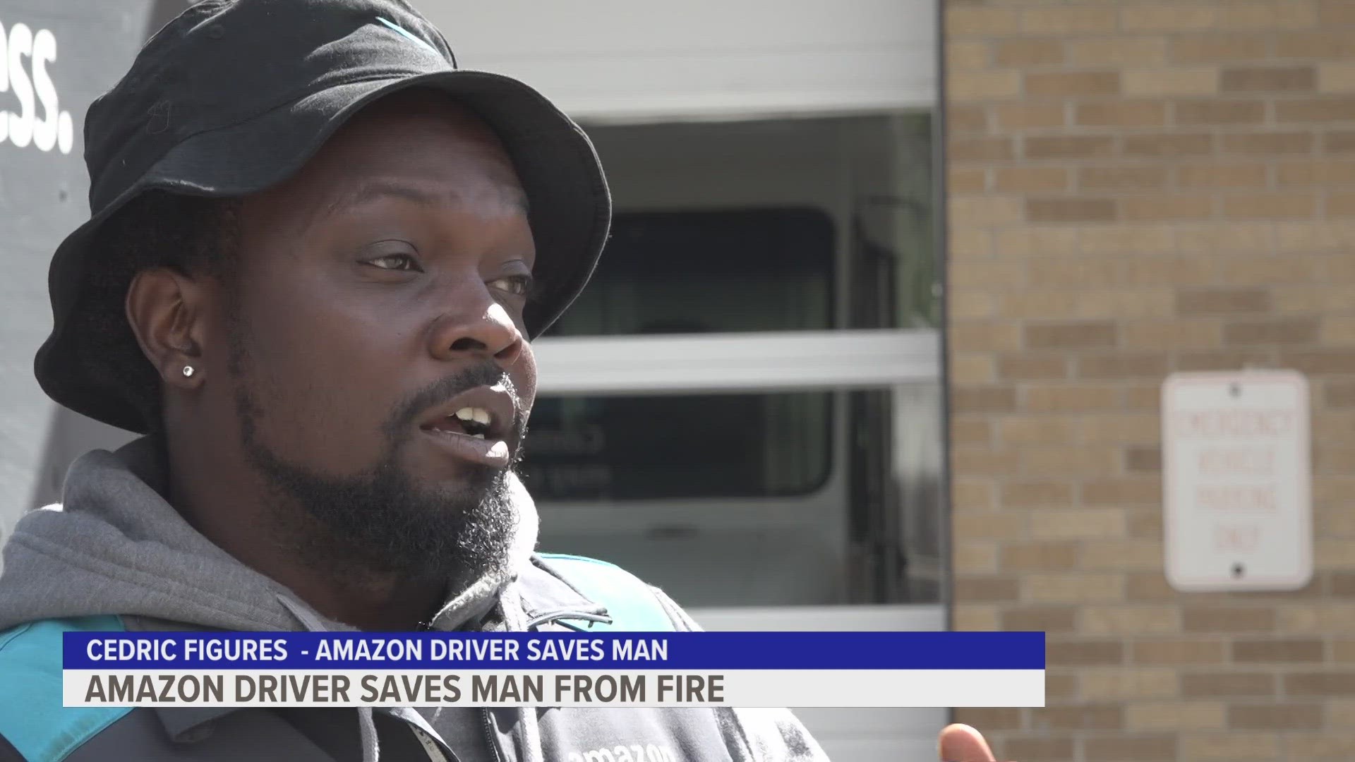 While making deliveries Cedric Figures noticed a house was on fire. He saved an elderly man and put out the fire before continuing on his route.