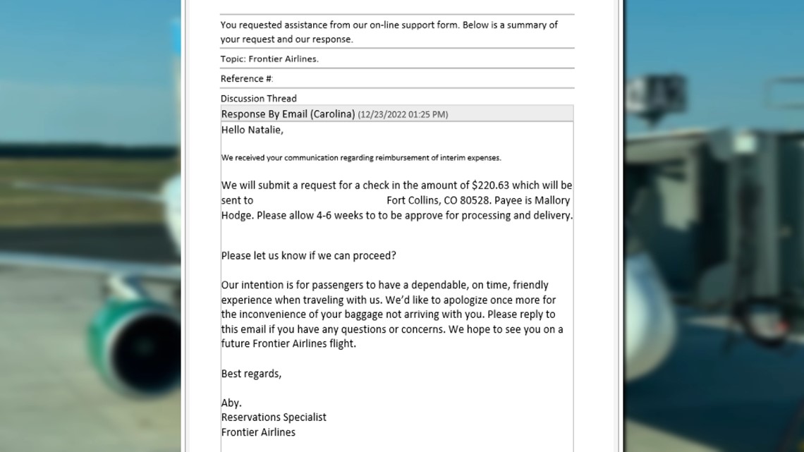 Frontier airlines lost store baggage claim