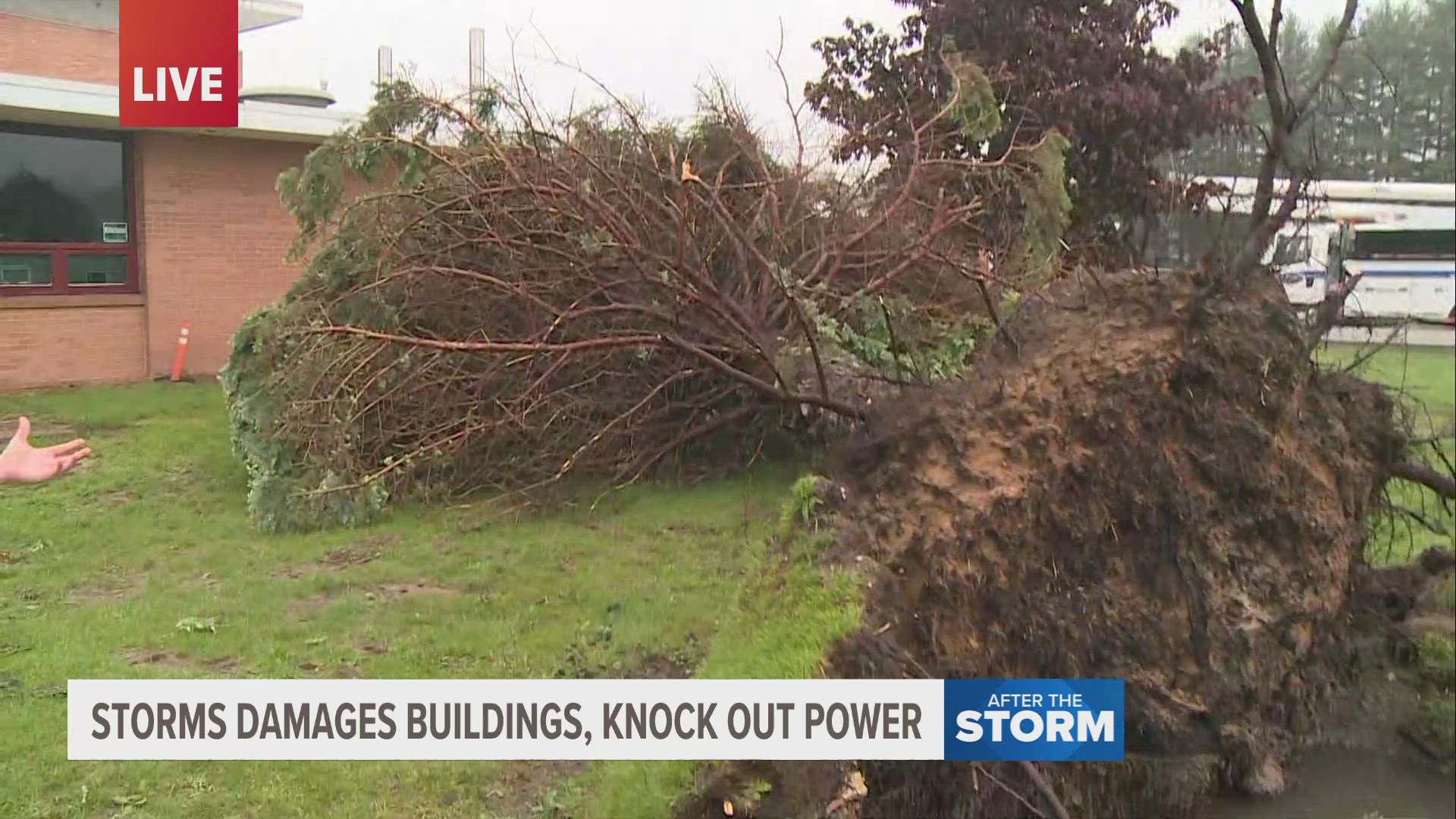 Morley Stanwood Community Schools are closed due to power outages after strong storms rolled through Monday.