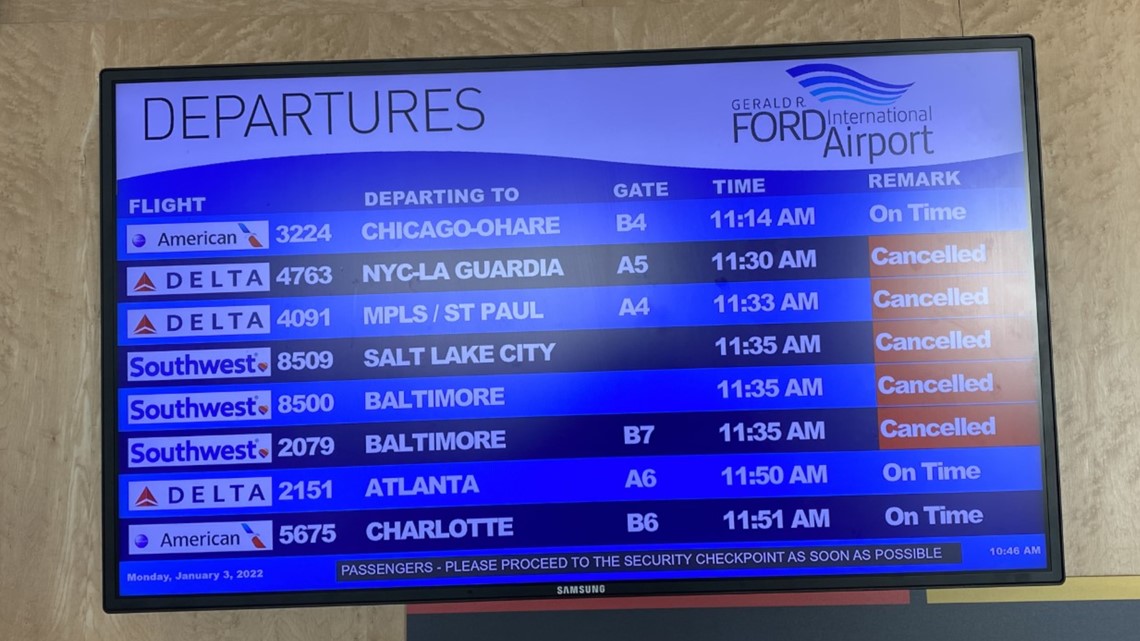 Flights canceled at Gerald R. Ford Airport wzzm13