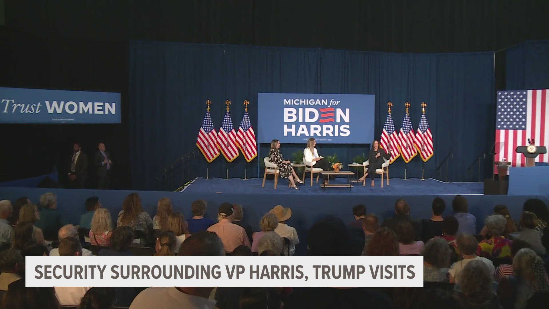 Harris' visit to Kalamazoo County was the first campaign event held by either side since a gunman fired shots at former President Trump's rally in Pennsylvania.