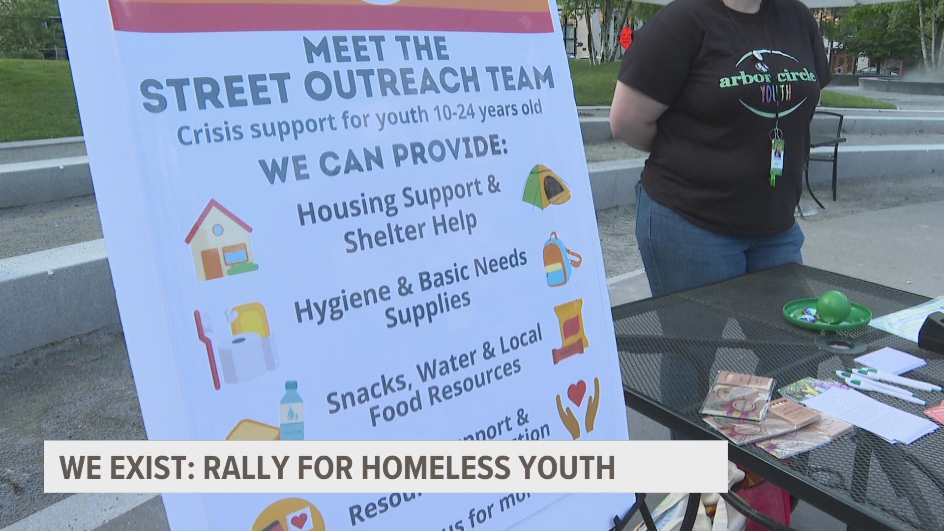 A.Y.A Youth Collective and other community organizations gathered at Rosa Parks Circle to highlight the issue of youth homelessness Friday.