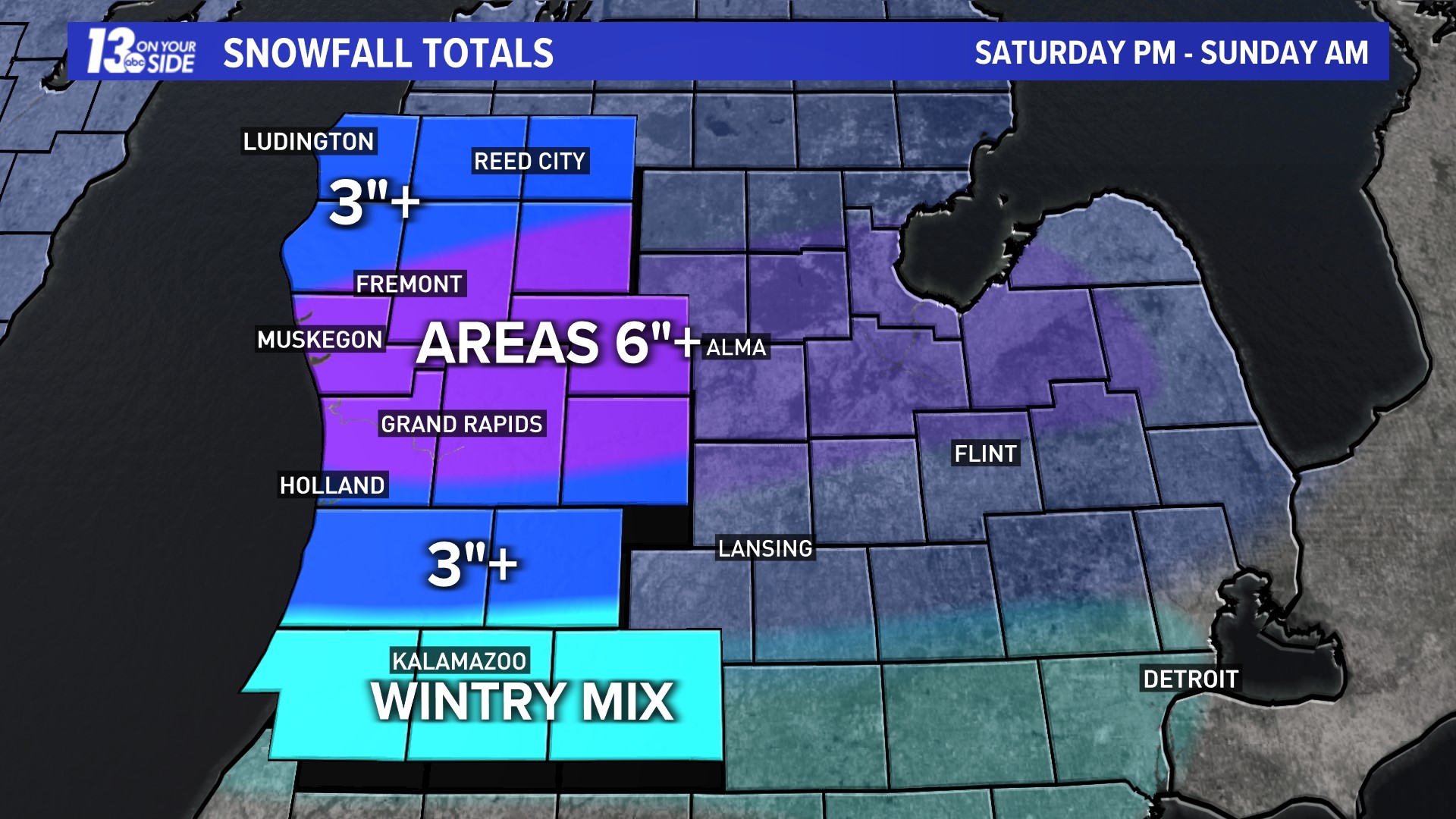 Snowfall Continues Into Sunday For West Michigan