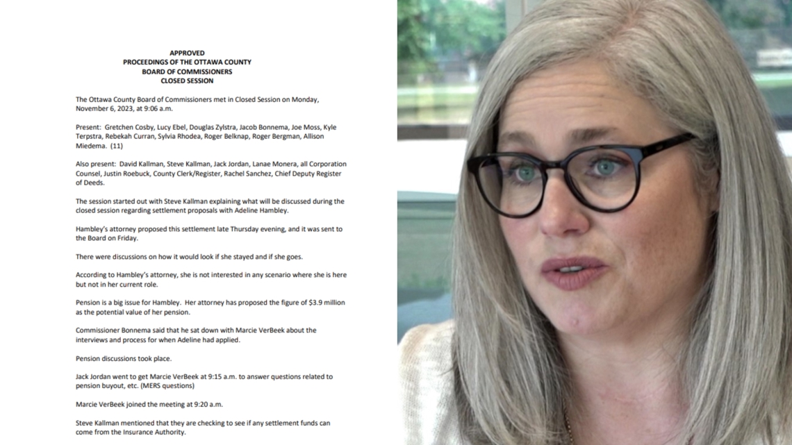 Ottawa County shares minutes from county board's closed session discussing Hambley settlement