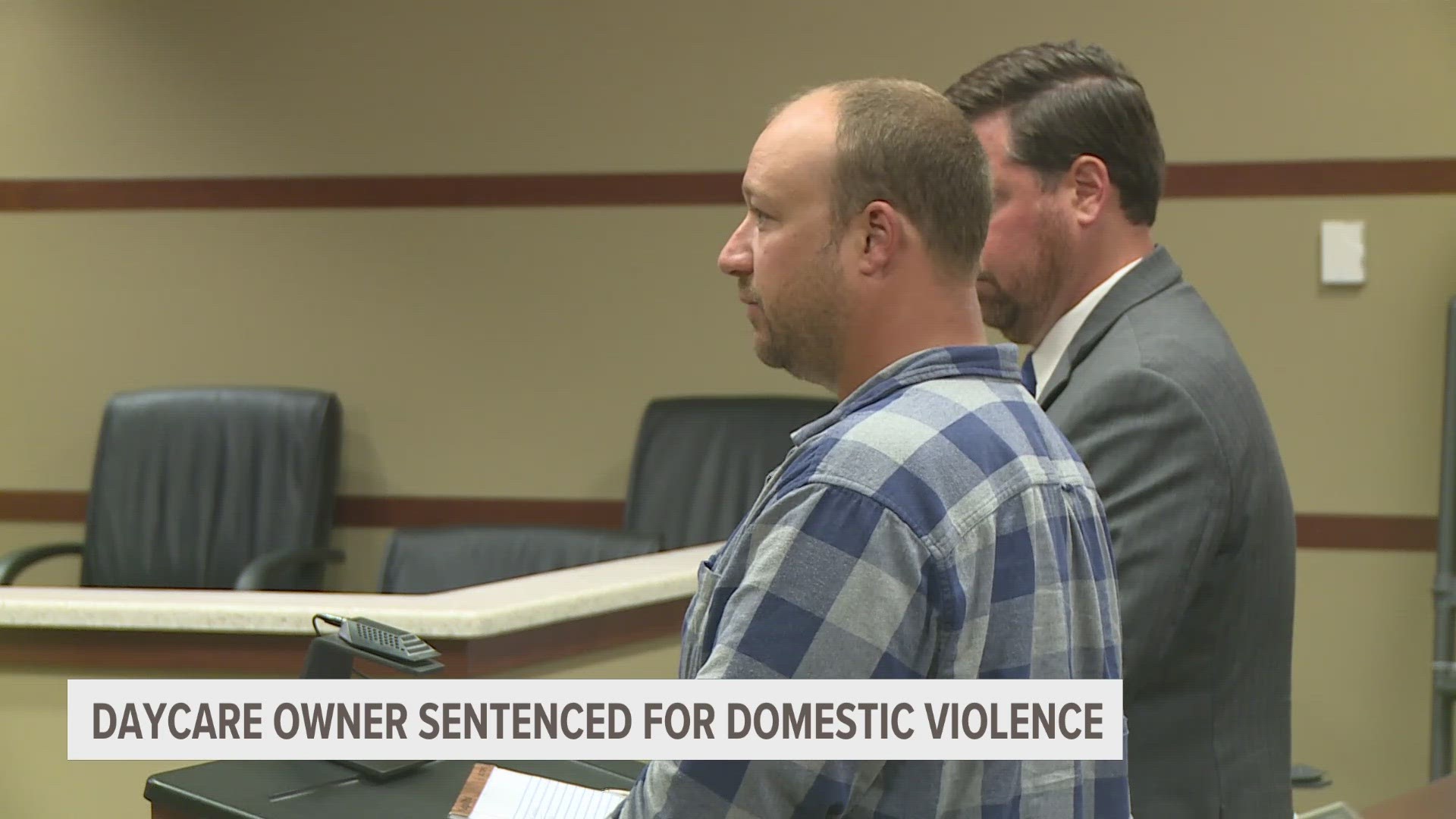 Thomas Cronkright was sentenced to four months jail time after pleading guilty to assaulting his wife in May at the Monkey Run Daycare they owned in Cedar Springs.