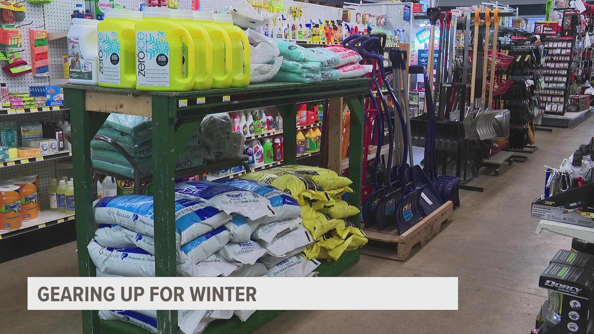 Alger Hardware was full of people buying shovels, snow scrapers, snow blowers for first Grand Rapids snowfall.