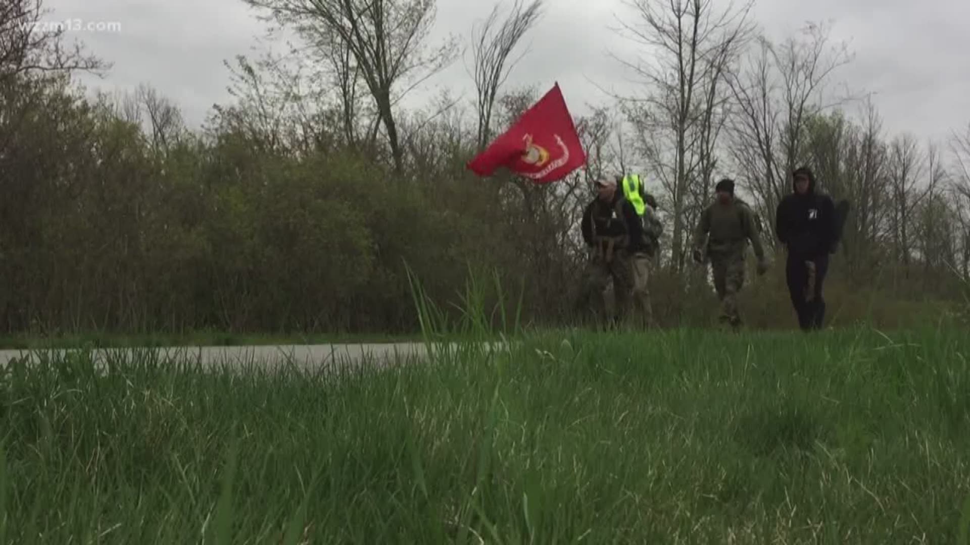 92 for 22 started their 92-mile ruck Thursday morning, April 25 at the Veterans Memorial Park in Grand Rapids.