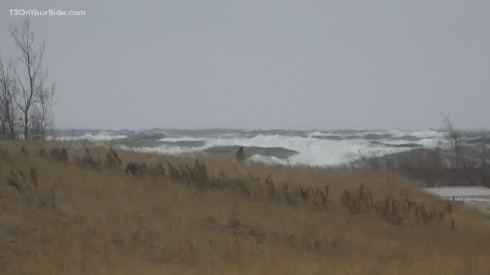 Strong winds and heavy rains caused high waves along the lakeshore on Wednesday.