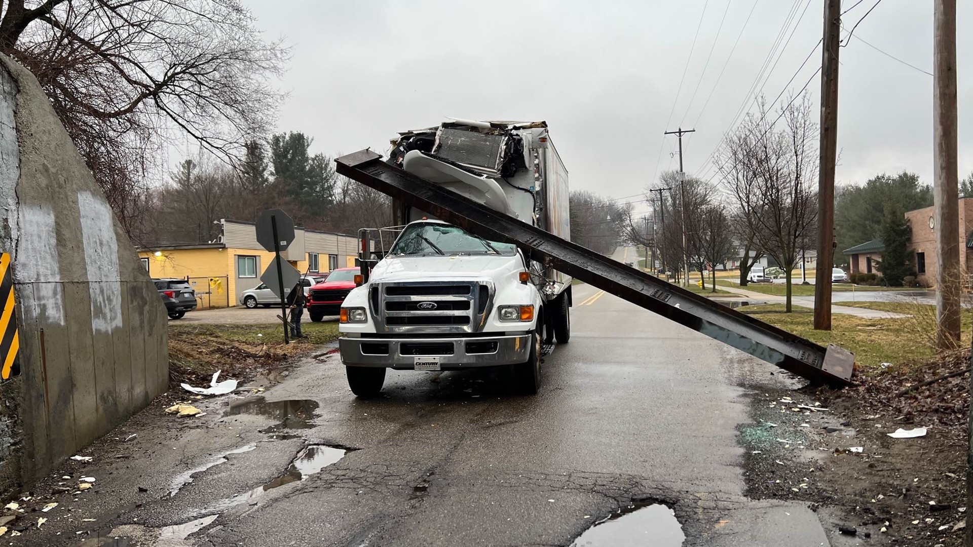 A box truck driver was stopped in their tracks Friday morning when it couldn't clear a bridge in Walker.